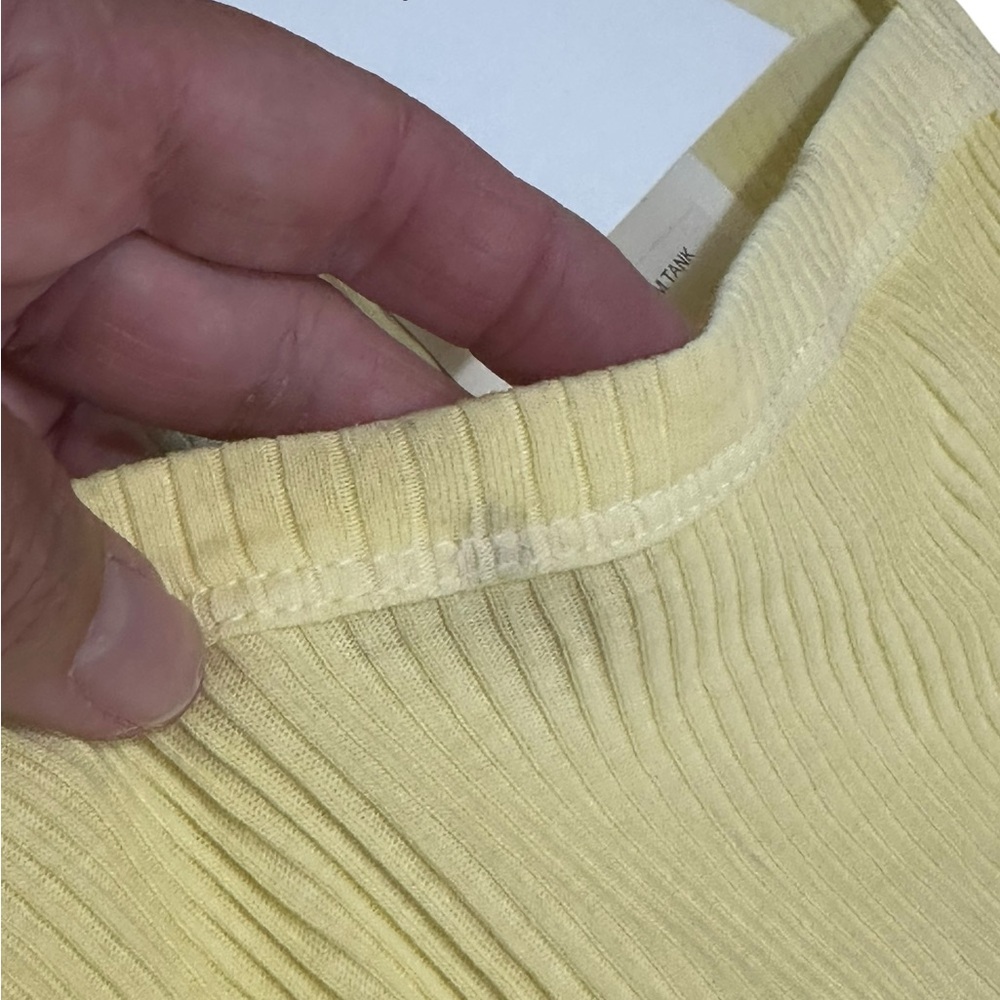 John Elliot Pale Yellow Cotton Ribbed Asymmetrical Tank Dress - Picture 11 of 15